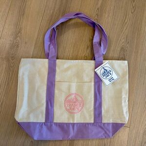 Trader Joe's Large Lavender Canvas Tote with Pink Accents